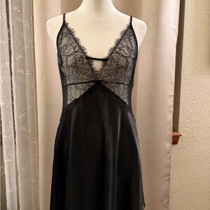 Victoria Secret Black  Satin Slip Dress
